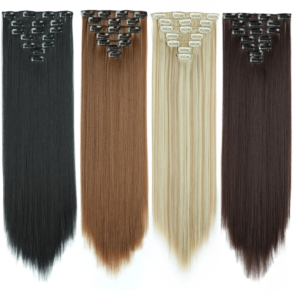 24Inchs 16 Clips Synthetic Hair Extensions