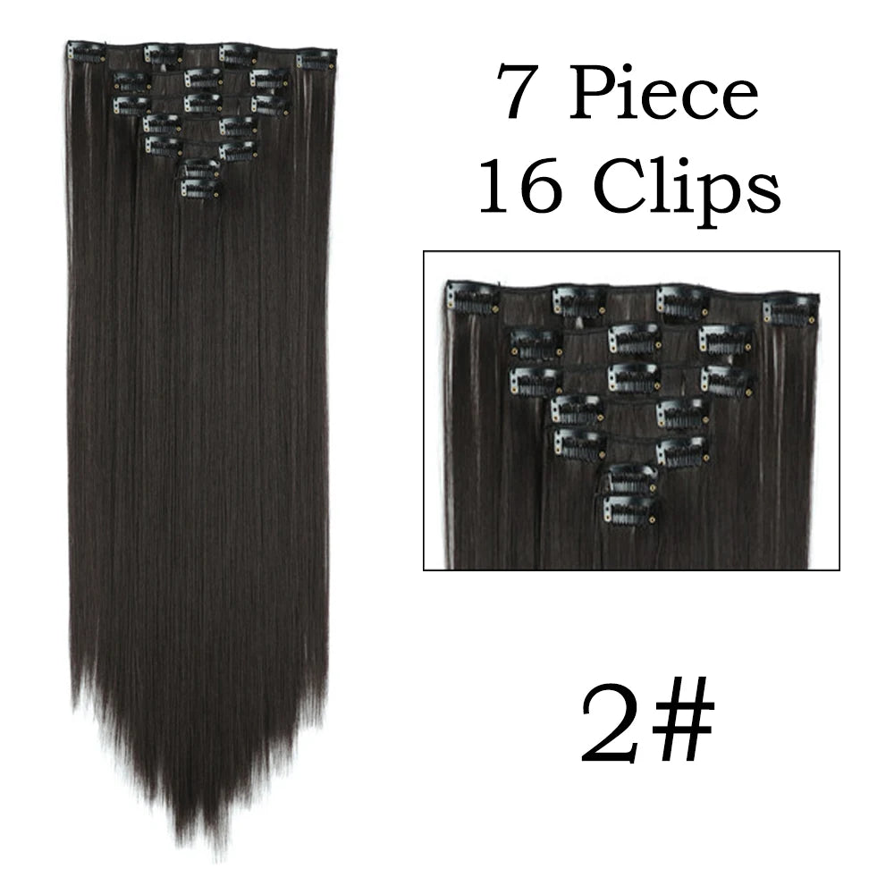 24Inchs 16 Clips Synthetic Hair Extensions