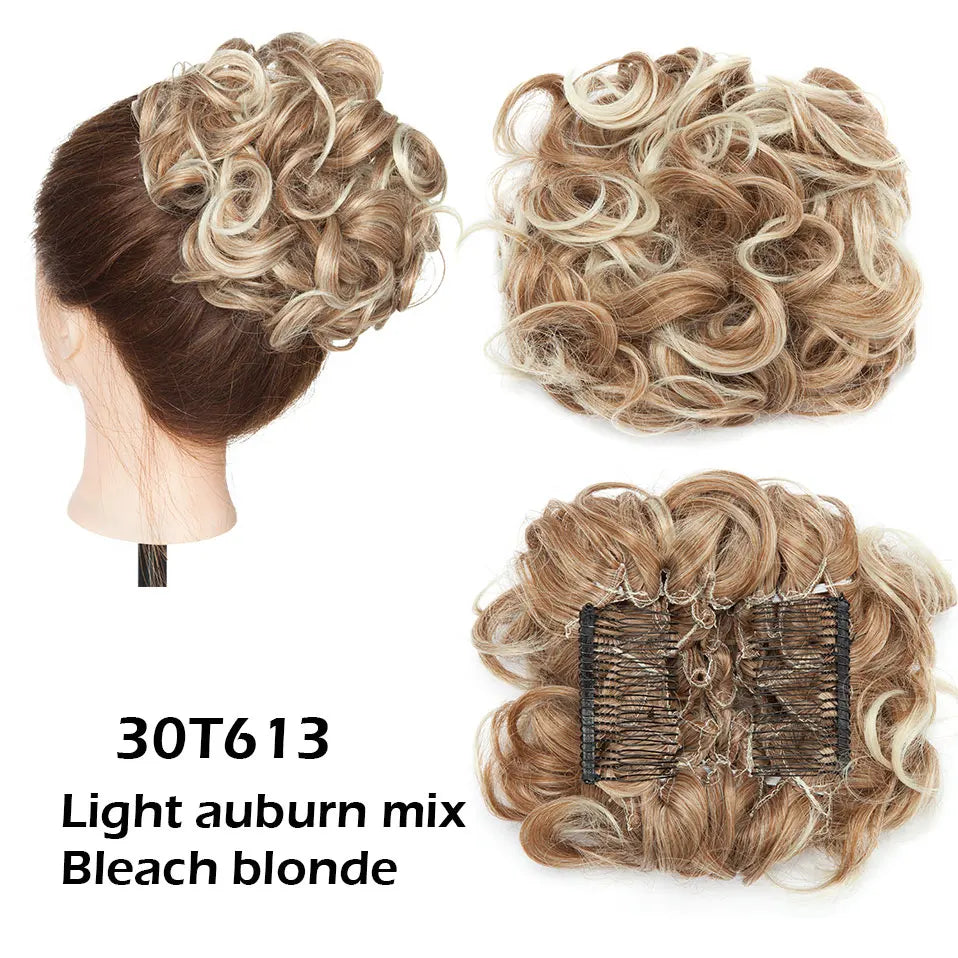 Synthetic LARGE Hair Bun comb Clip In Curly Hair