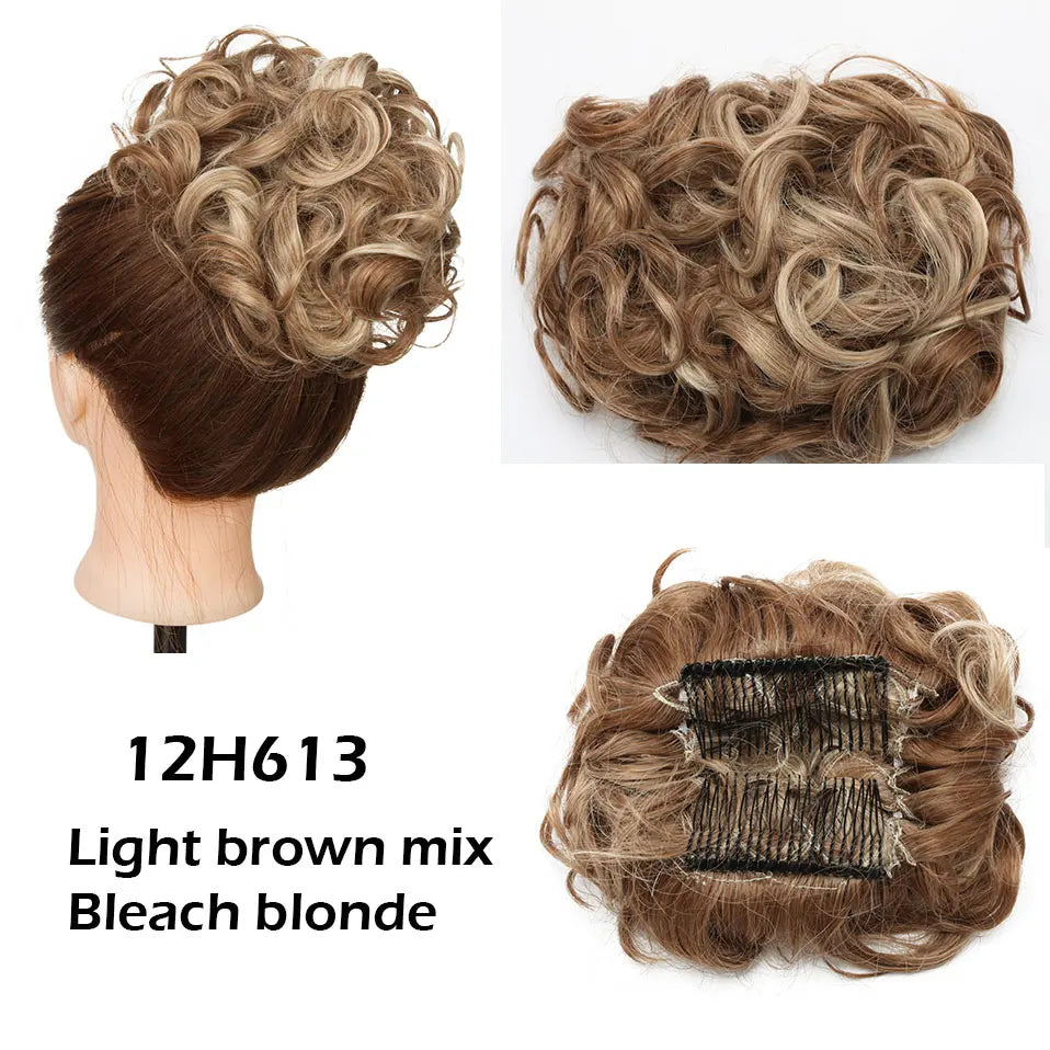 Synthetic LARGE Hair Bun comb Clip In Curly Hair