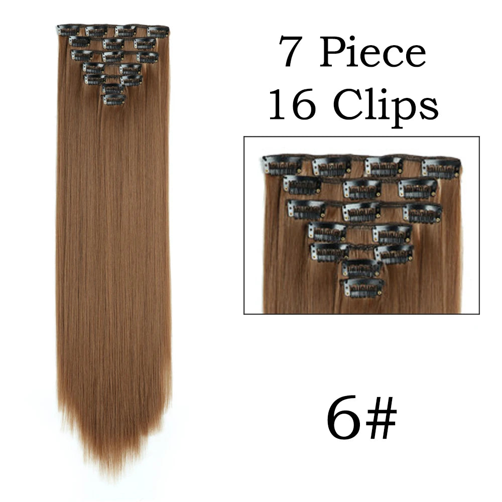 24Inchs 16 Clips Synthetic Hair Extensions