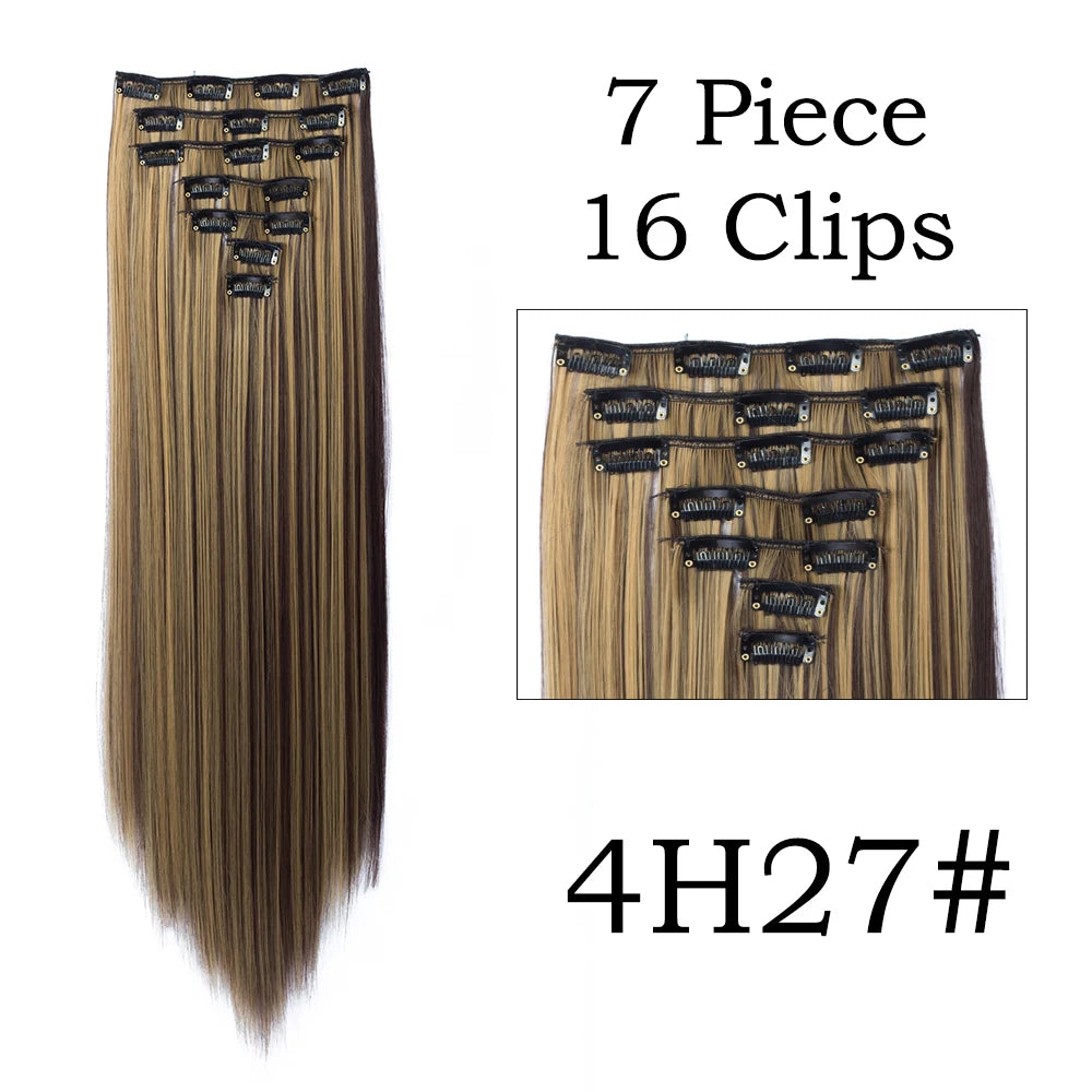 24Inchs 16 Clips Synthetic Hair Extensions