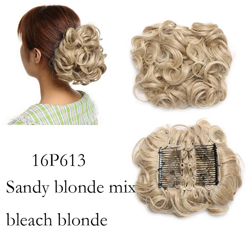 Synthetic LARGE Hair Bun comb Clip In Curly Hair