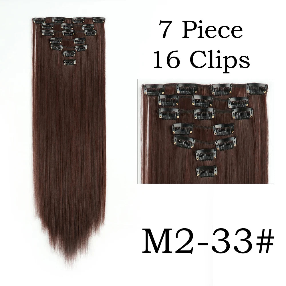 24Inchs 16 Clips Synthetic Hair Extensions