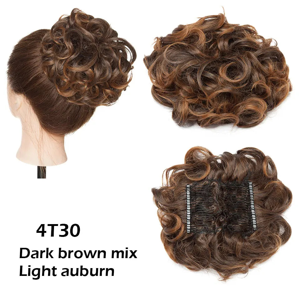 Synthetic LARGE Hair Bun comb Clip In Curly Hair