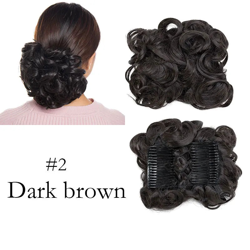 Synthetic LARGE Hair Bun comb Clip In Curly Hair