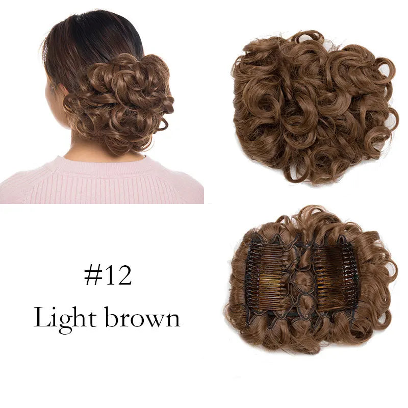 Synthetic LARGE Hair Bun comb Clip In Curly Hair