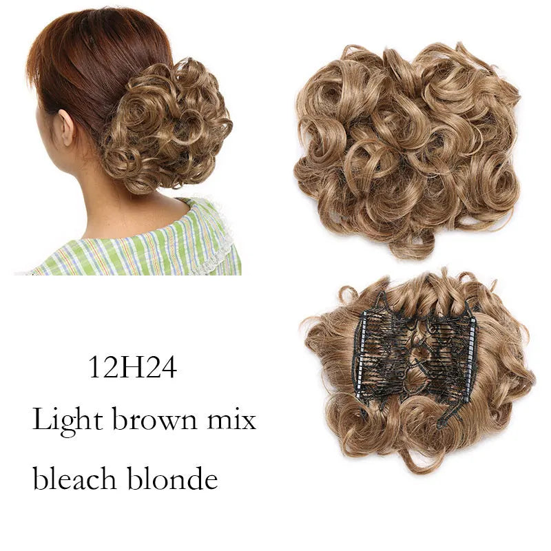 Synthetic LARGE Hair Bun comb Clip In Curly Hair