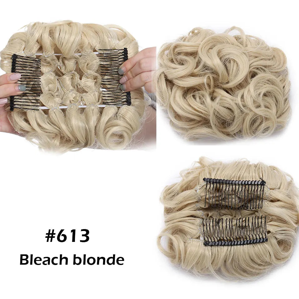 Synthetic LARGE Hair Bun comb Clip In Curly Hair