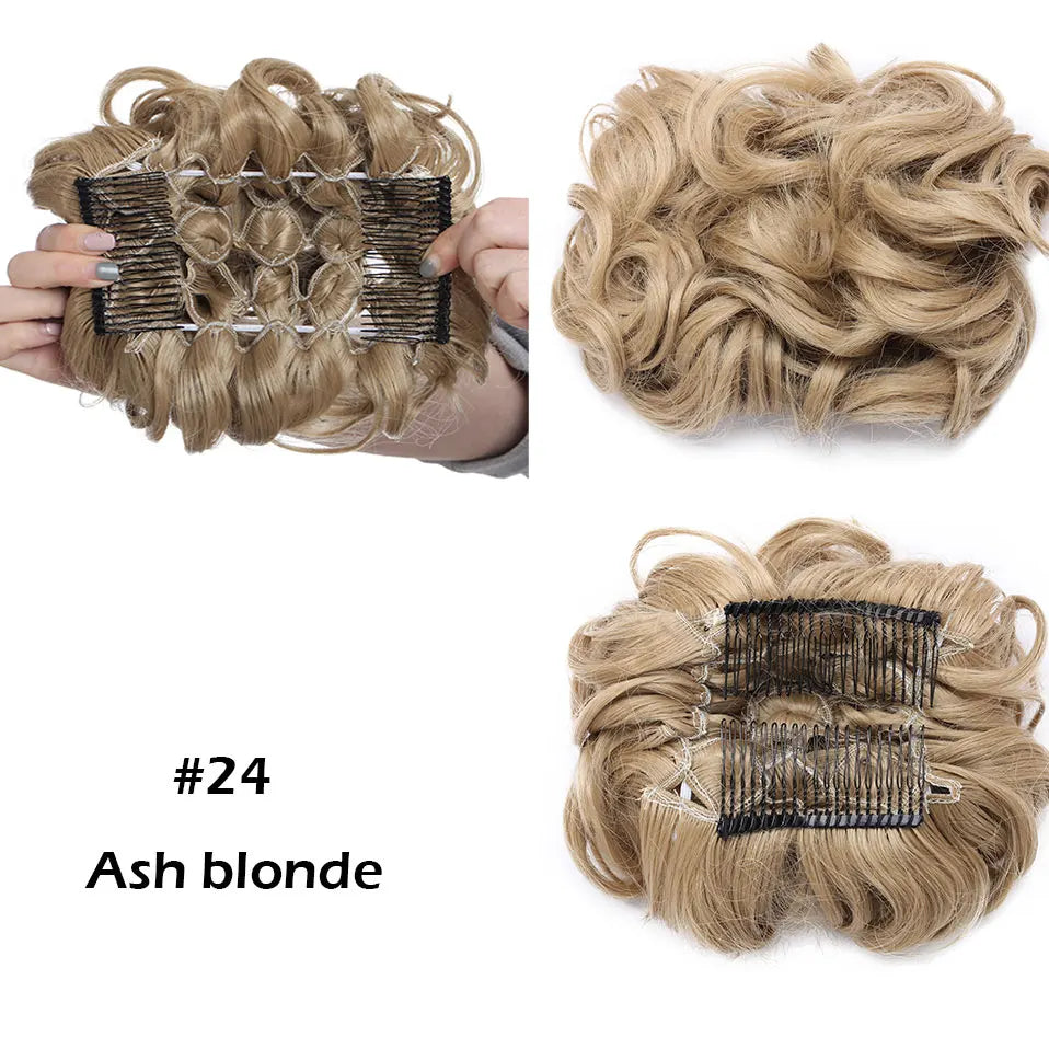 Synthetic LARGE Hair Bun comb Clip In Curly Hair