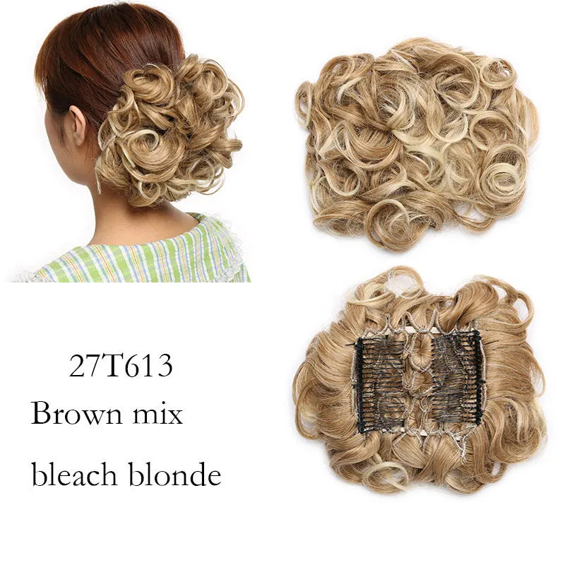 Synthetic LARGE Hair Bun comb Clip In Curly Hair