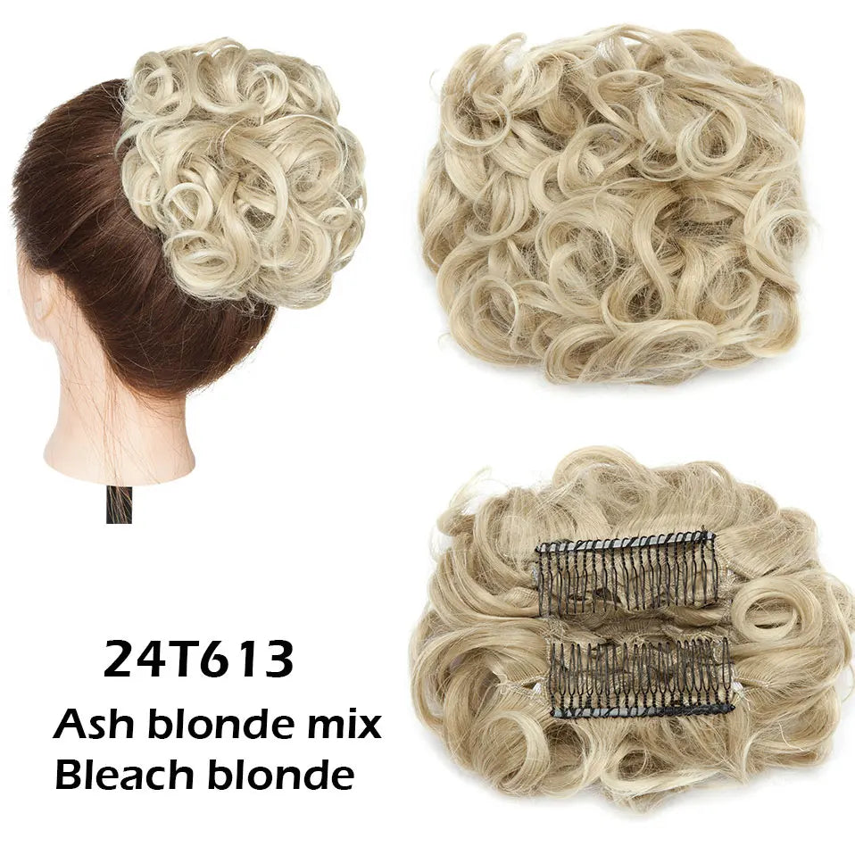 Synthetic LARGE Hair Bun comb Clip In Curly Hair