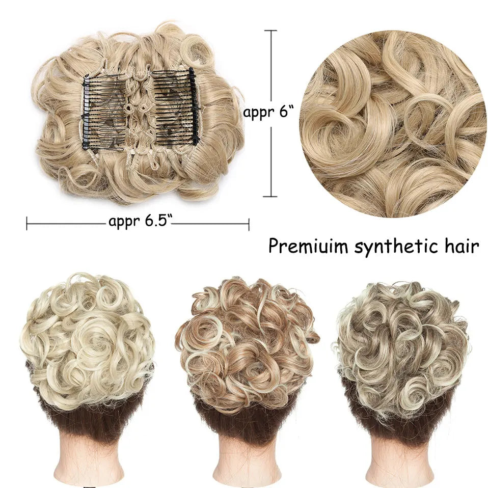 Synthetic LARGE Hair Bun comb Clip In Curly Hair