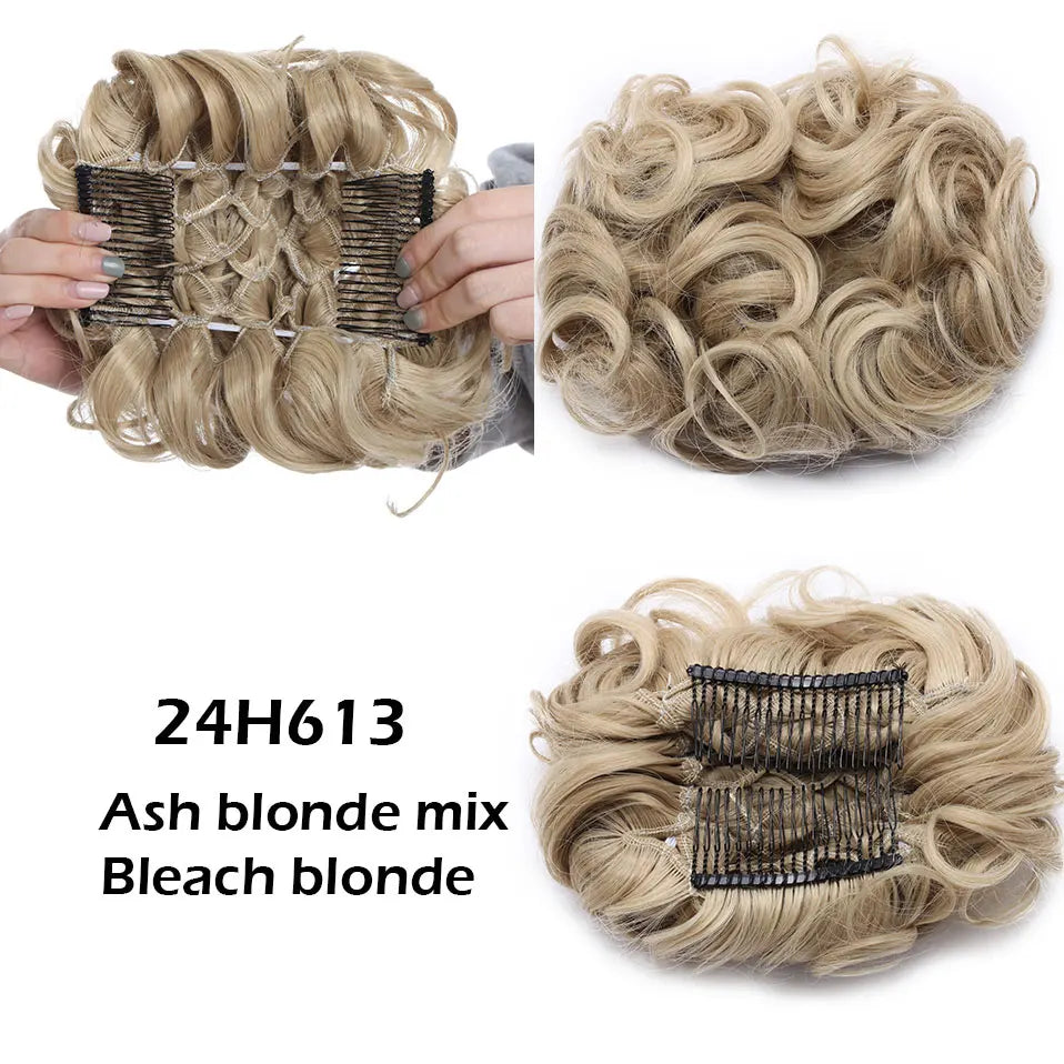 Synthetic LARGE Hair Bun comb Clip In Curly Hair