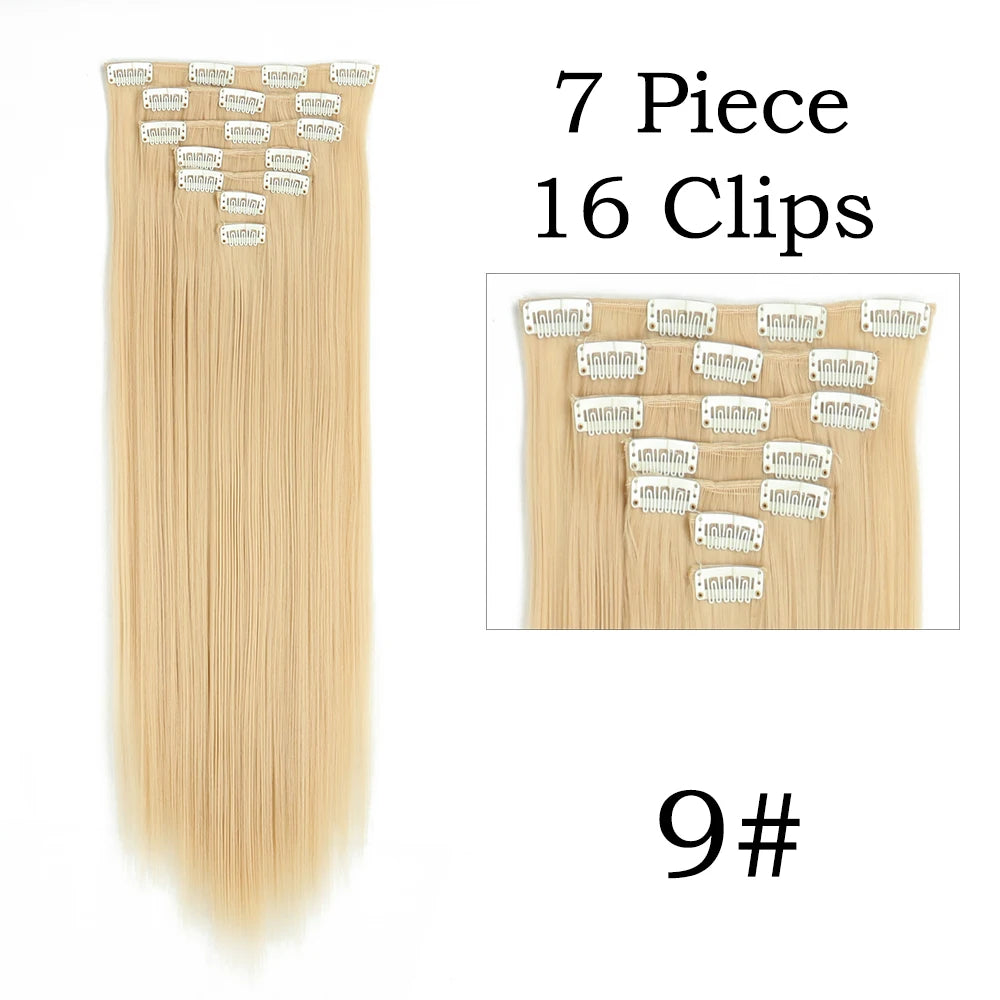 24Inchs 16 Clips Synthetic Hair Extensions