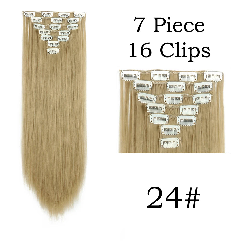 24Inchs 16 Clips Synthetic Hair Extensions