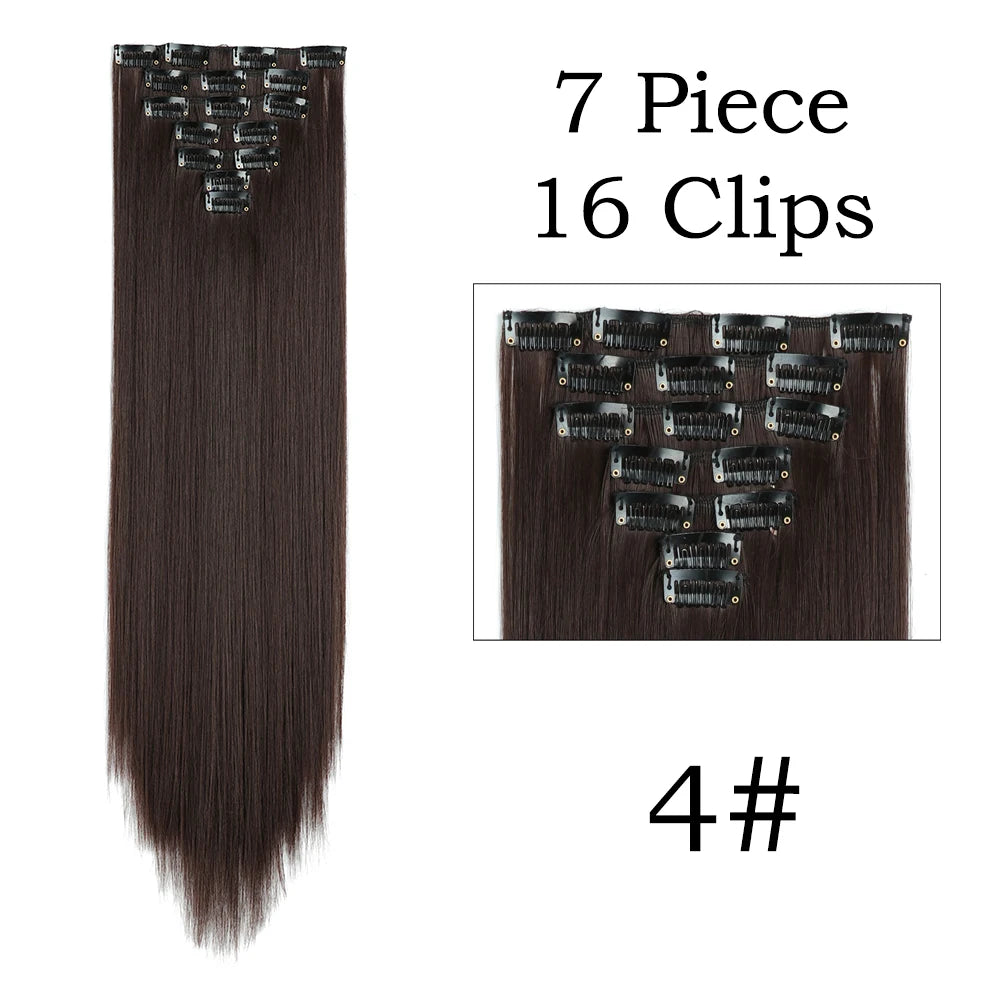 24Inchs 16 Clips Synthetic Hair Extensions