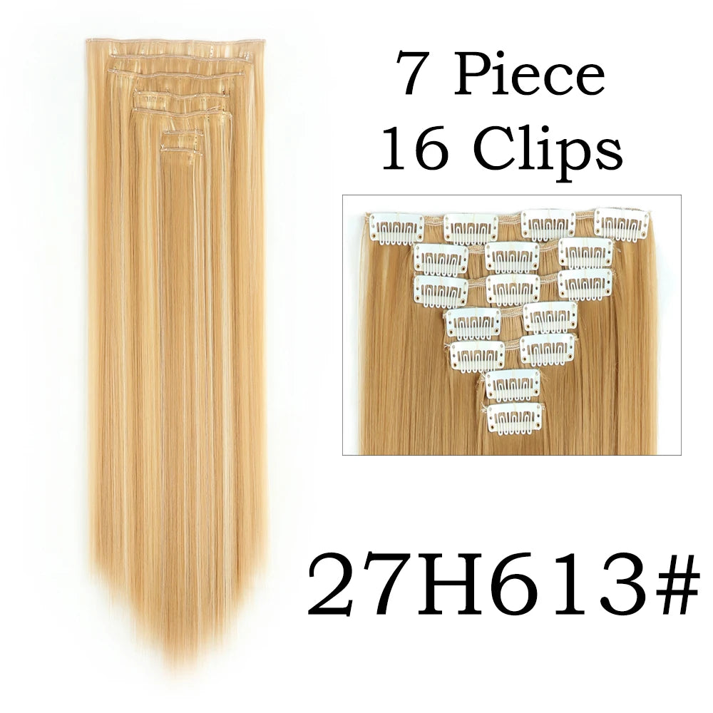 24Inchs 16 Clips Synthetic Hair Extensions