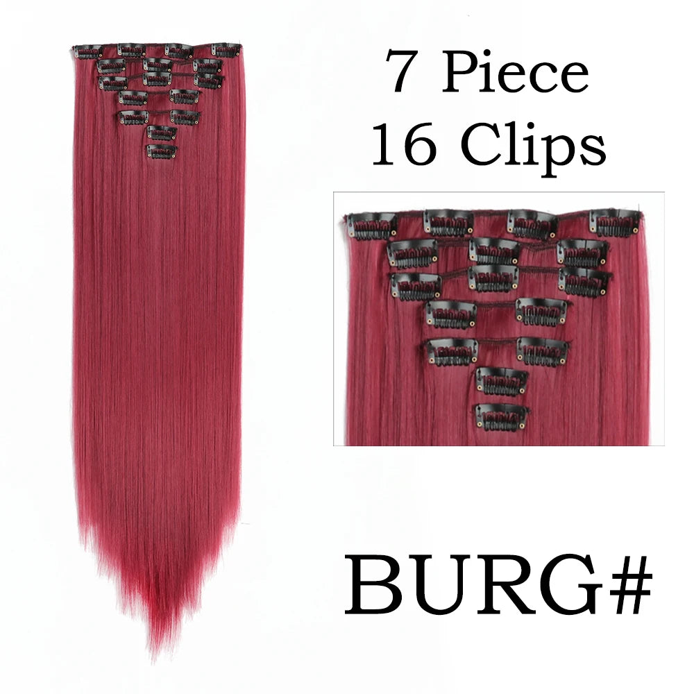 24Inchs 16 Clips Synthetic Hair Extensions