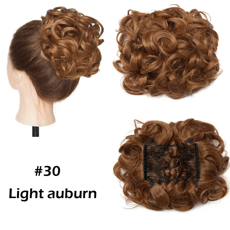 Synthetic LARGE Hair Bun comb Clip In Curly Hair