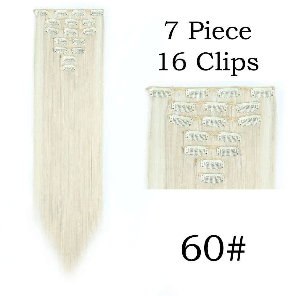 24Inchs 16 Clips Synthetic Hair Extensions