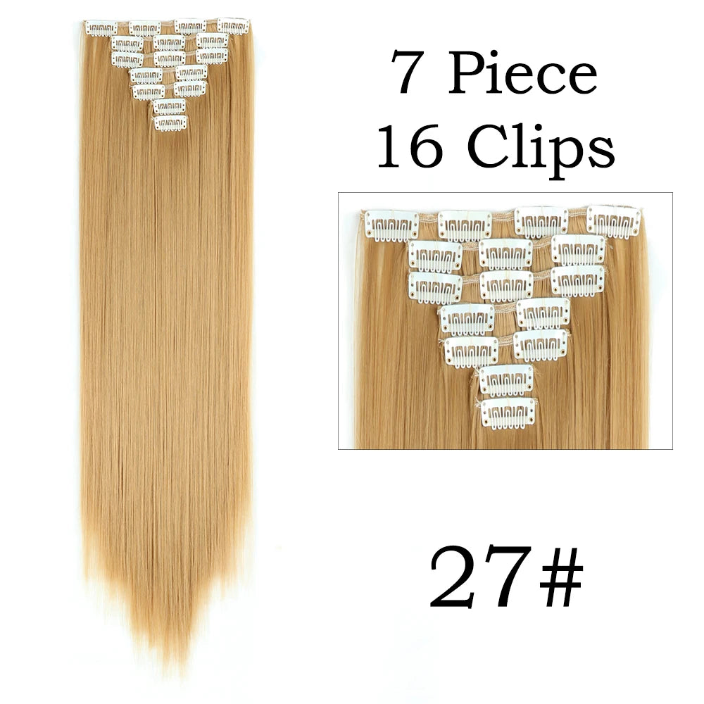 24Inchs 16 Clips Synthetic Hair Extensions