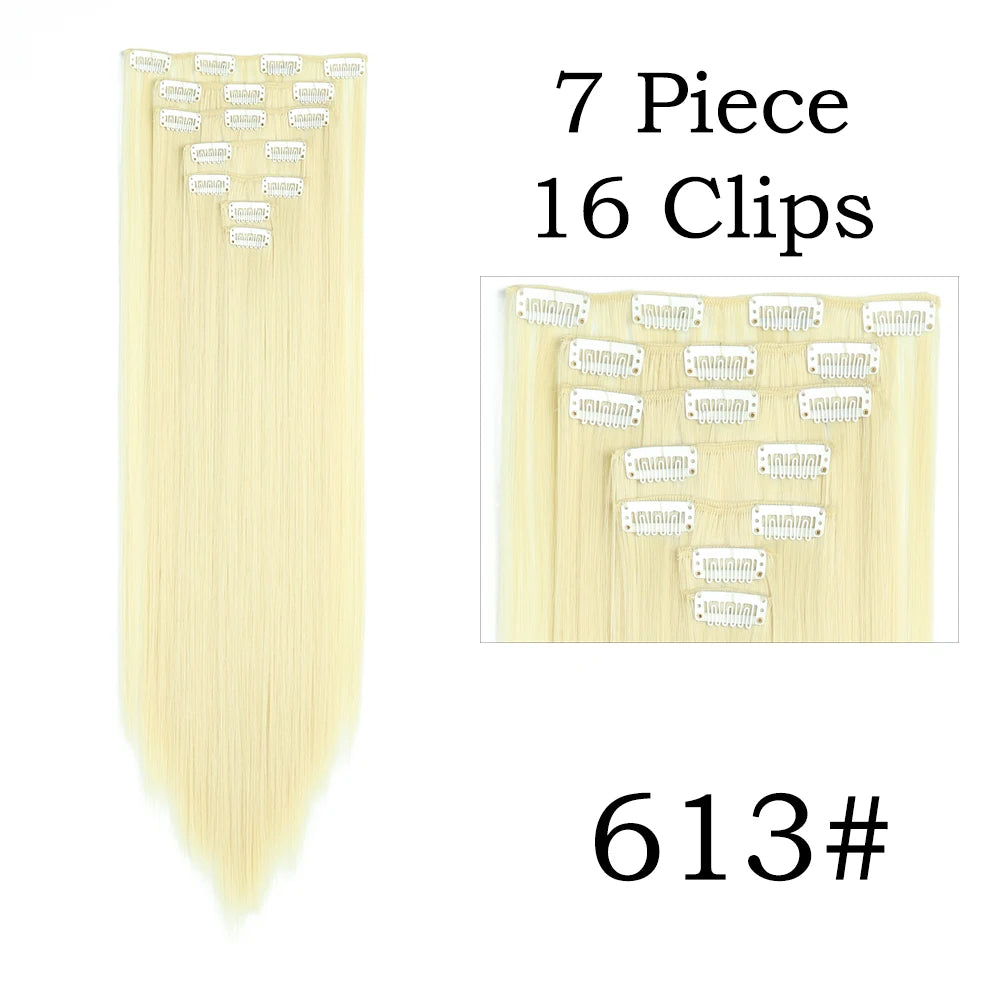 24Inchs 16 Clips Synthetic Hair Extensions