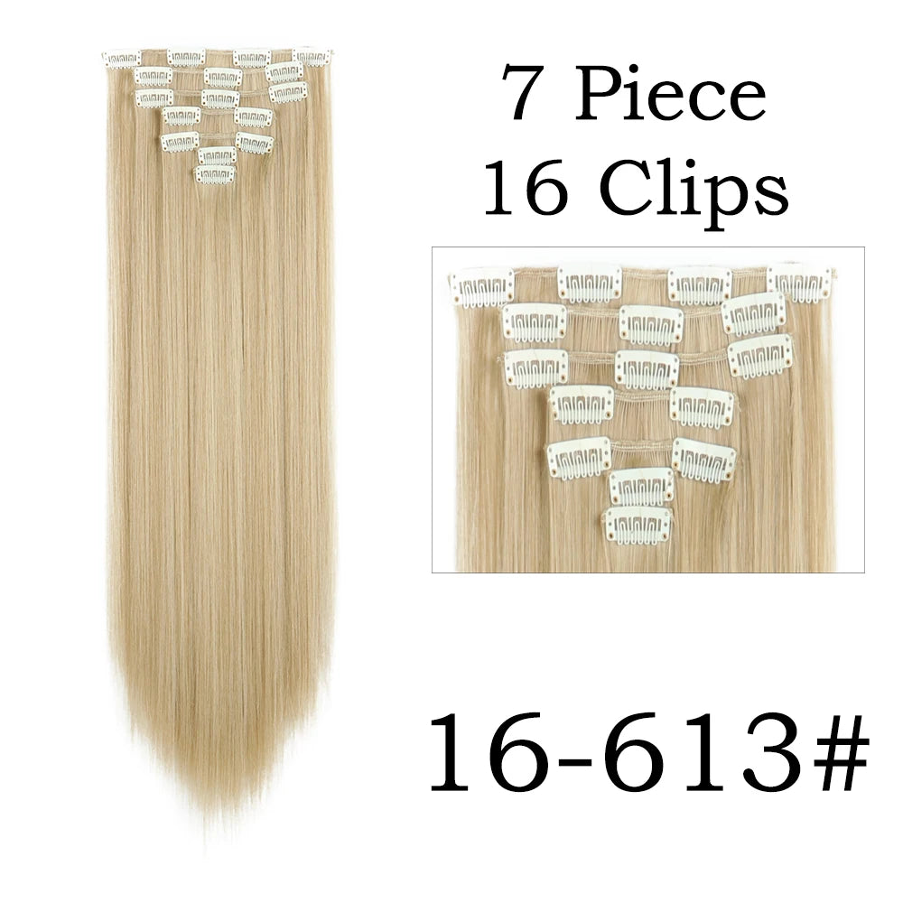 24Inchs 16 Clips Synthetic Hair Extensions