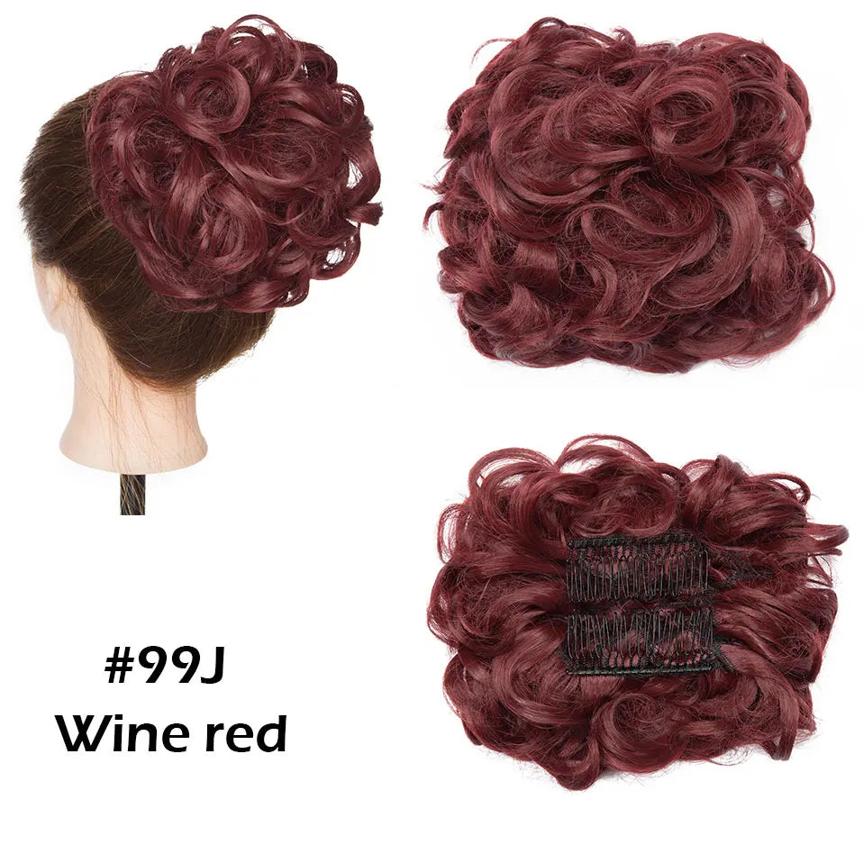 Synthetic LARGE Hair Bun comb Clip In Curly Hair