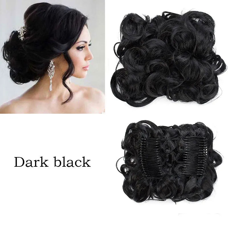 Synthetic LARGE Hair Bun comb Clip In Curly Hair