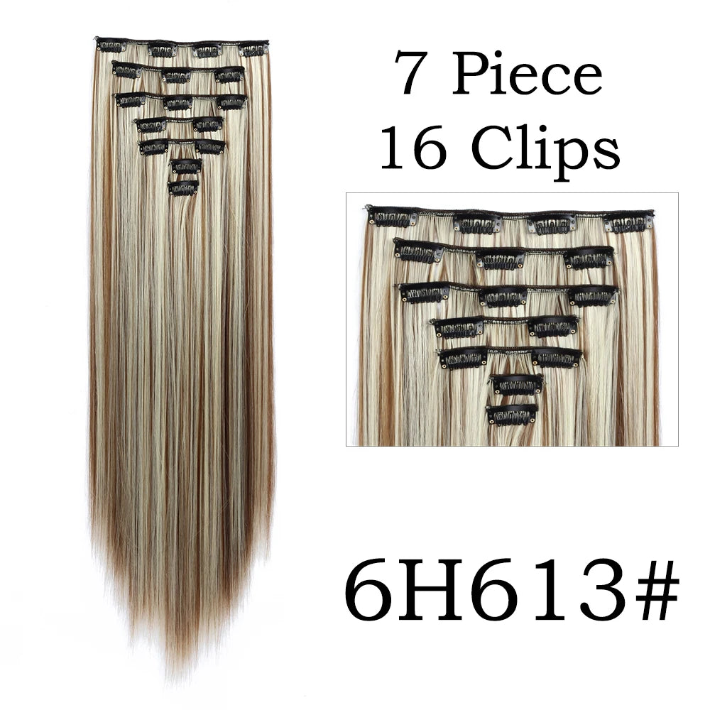 24Inchs 16 Clips Synthetic Hair Extensions