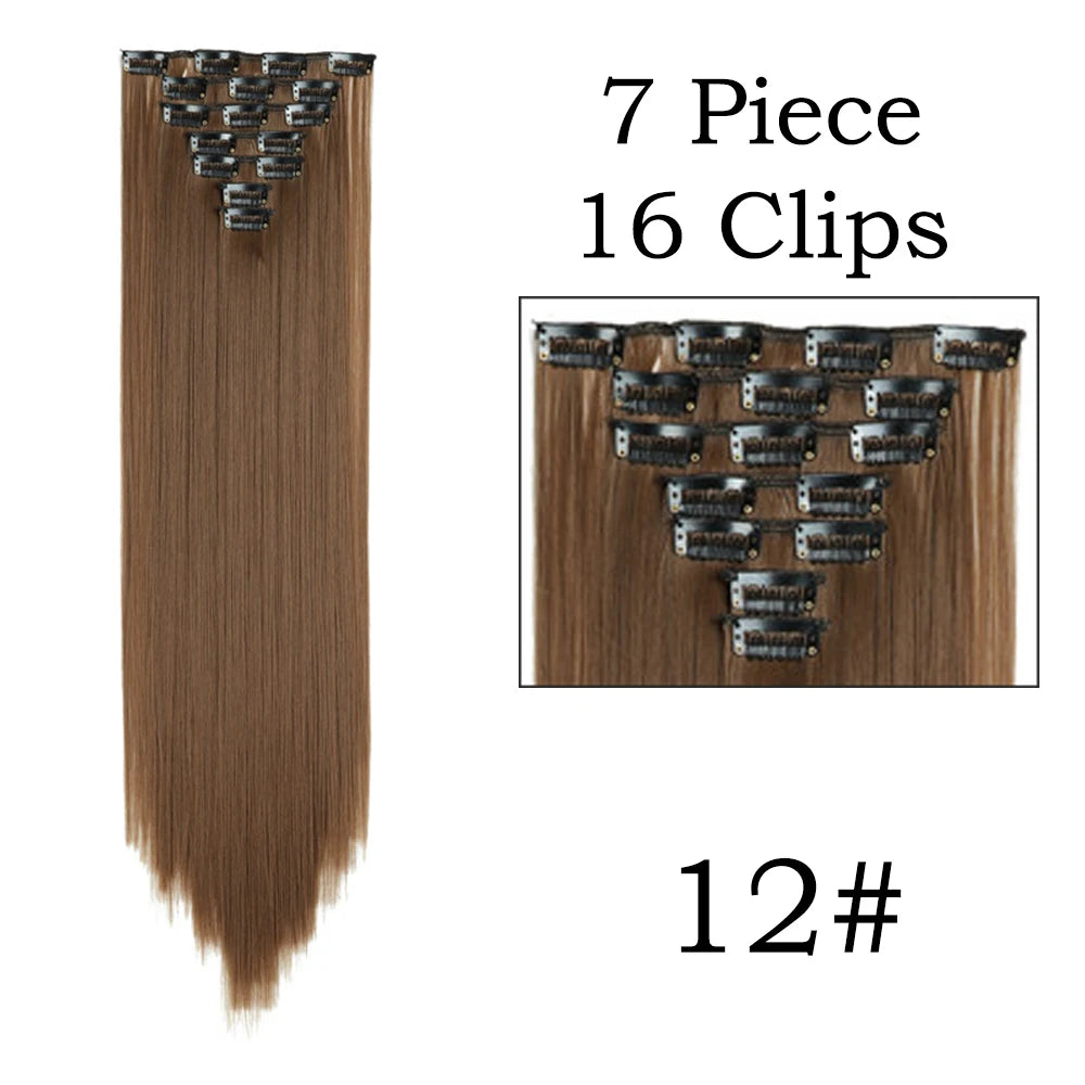 24Inchs 16 Clips Synthetic Hair Extensions