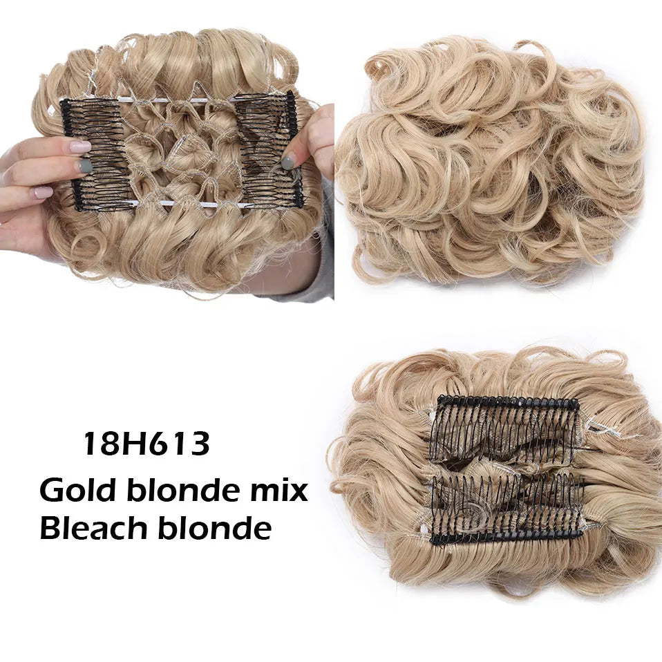 Synthetic LARGE Hair Bun comb Clip In Curly Hair