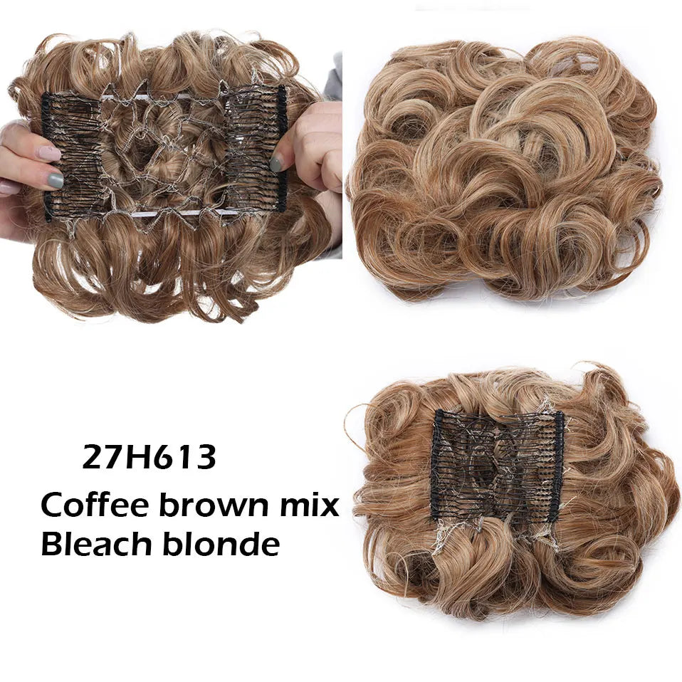 Synthetic LARGE Hair Bun comb Clip In Curly Hair