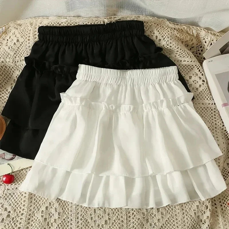 White Ruflles Skirt for Women