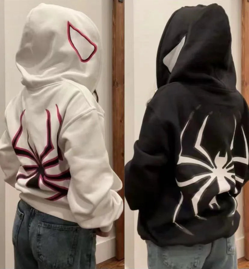 Men and Women Full Zip-Up Spider Hoodie