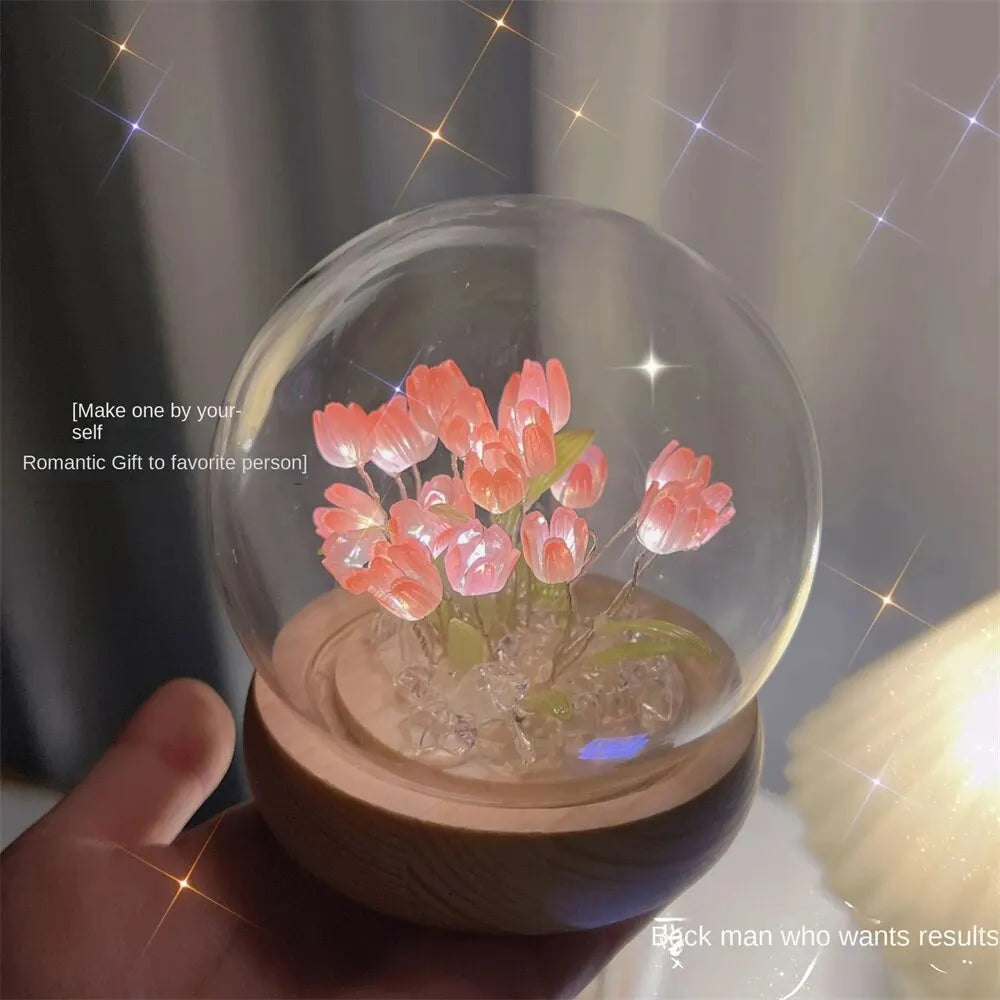 Artificial Tulip Flower Night Light table lamp