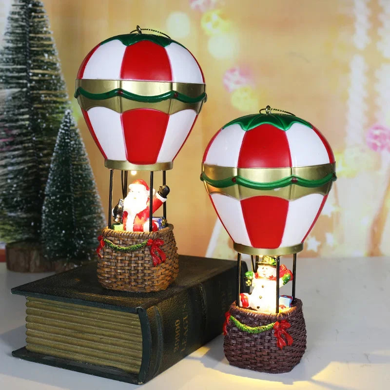 Snowman and Santa Claus Hot Air Balloon with LED Lights