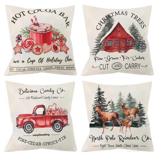 Linen Christmas Pillow Cover