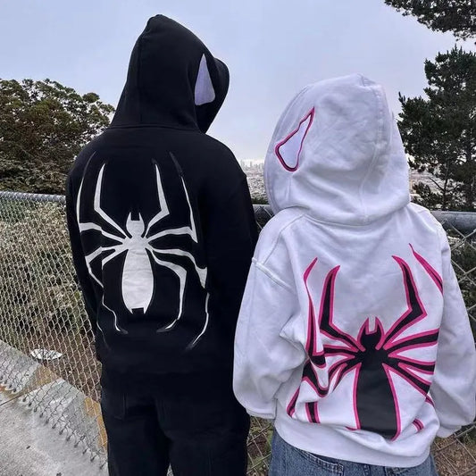 Men and Women Full Zip-Up Spider Hoodie