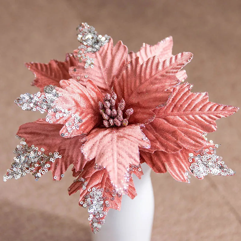 Artificial glittery Christmas Flower