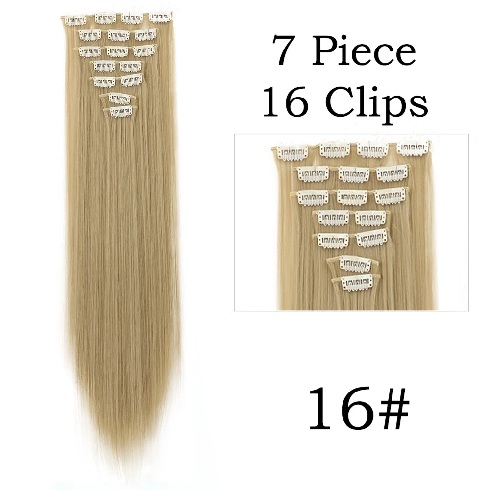 24Inchs 16 Clips Synthetic Hair Extensions