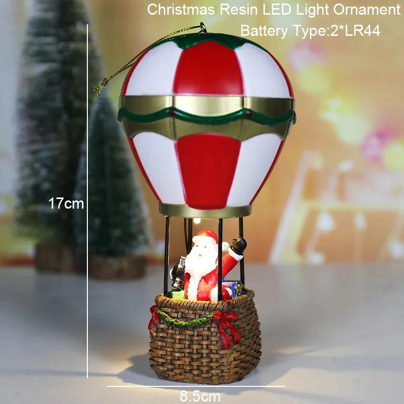 Snowman and Santa Claus Hot Air Balloon with LED Lights