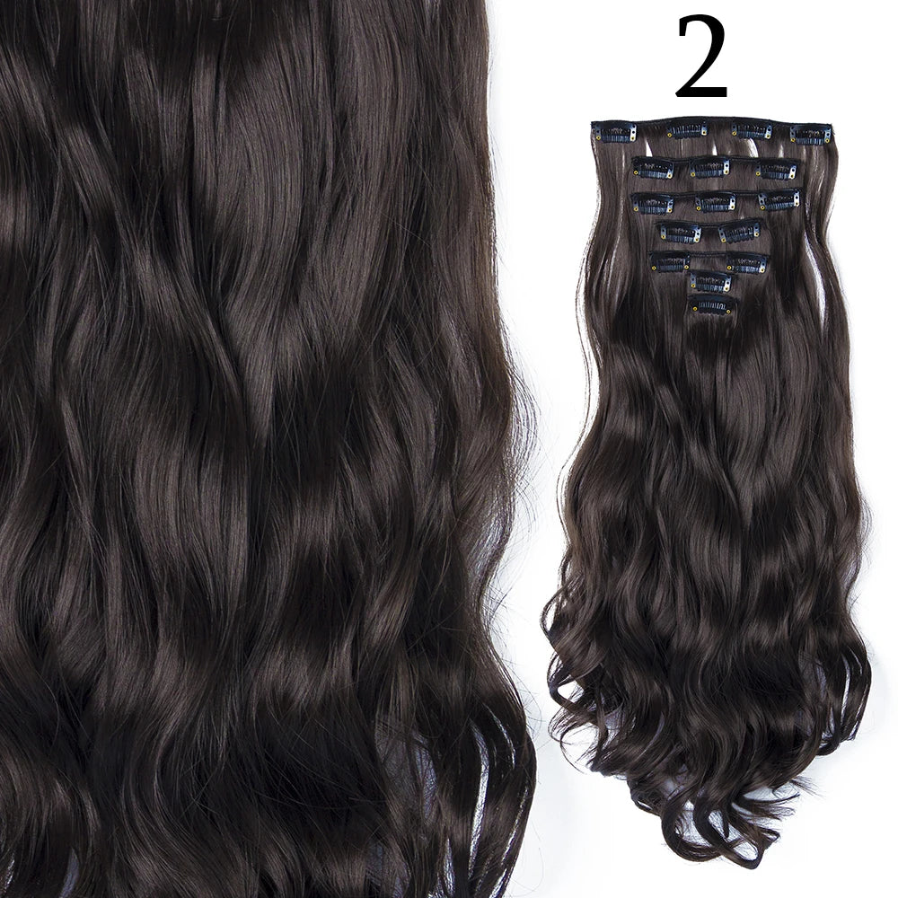 24Inchs 16 Clips Synthetic Hair Extensions