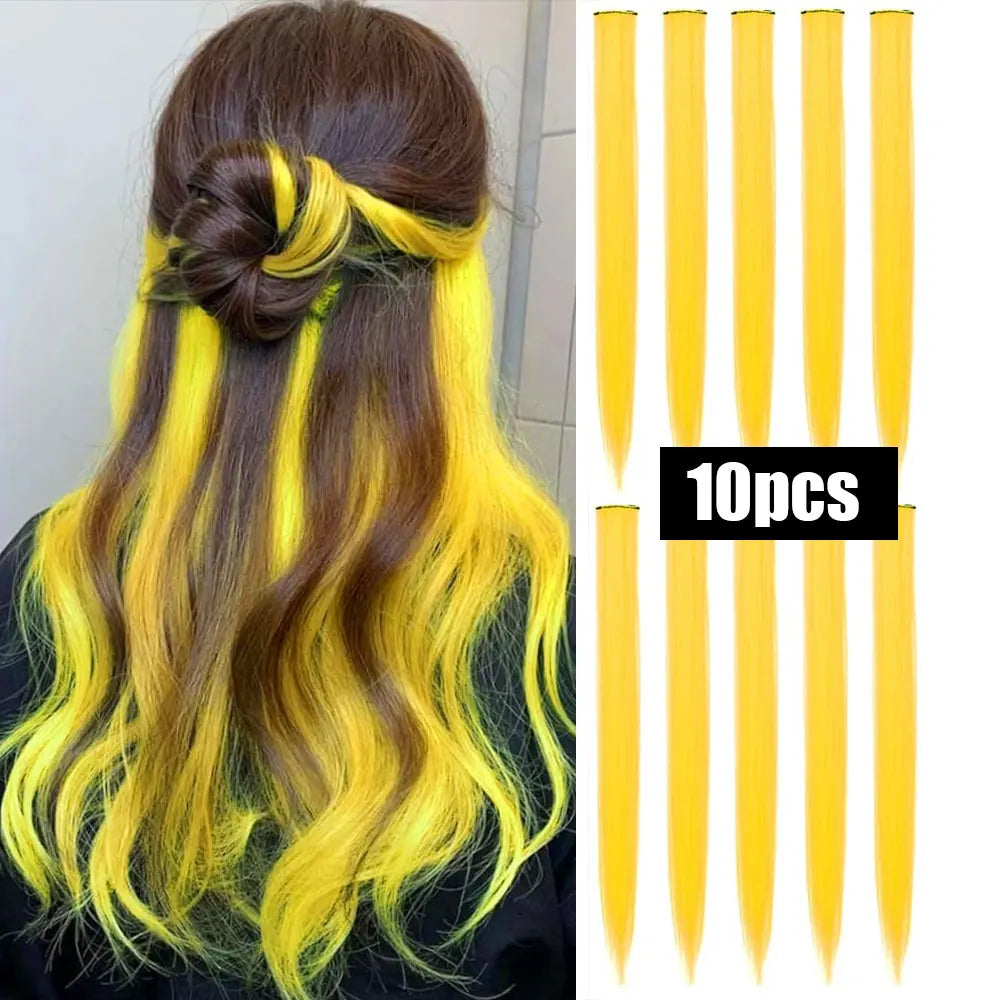 Colorful Synthetic Extensions 10 Pcs for Kids Girls