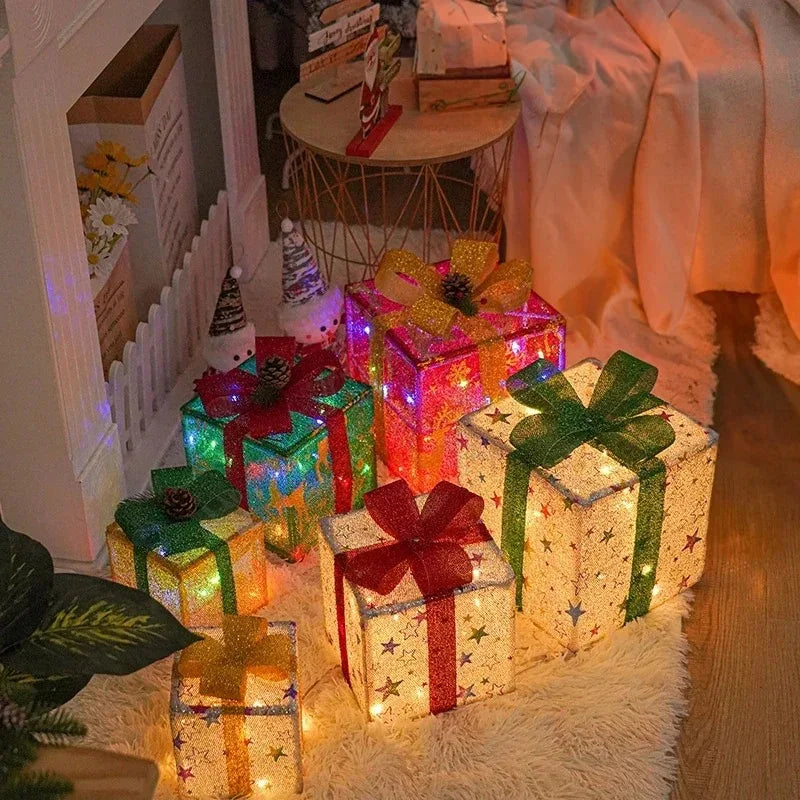 Christmas Luminous Gift Boxes for Indoor Outdoor Party Decoration