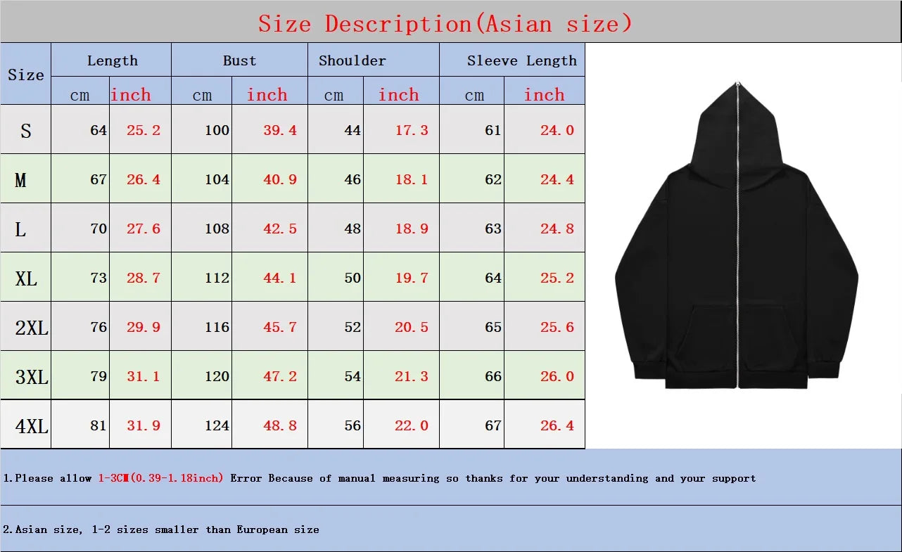 Men and Women Full Zip-Up Spider Hoodie