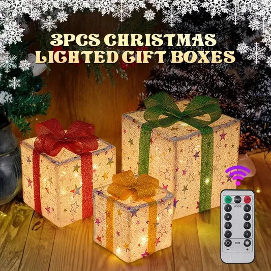 Christmas Luminous Gift Boxes for Indoor Outdoor Party Decoration