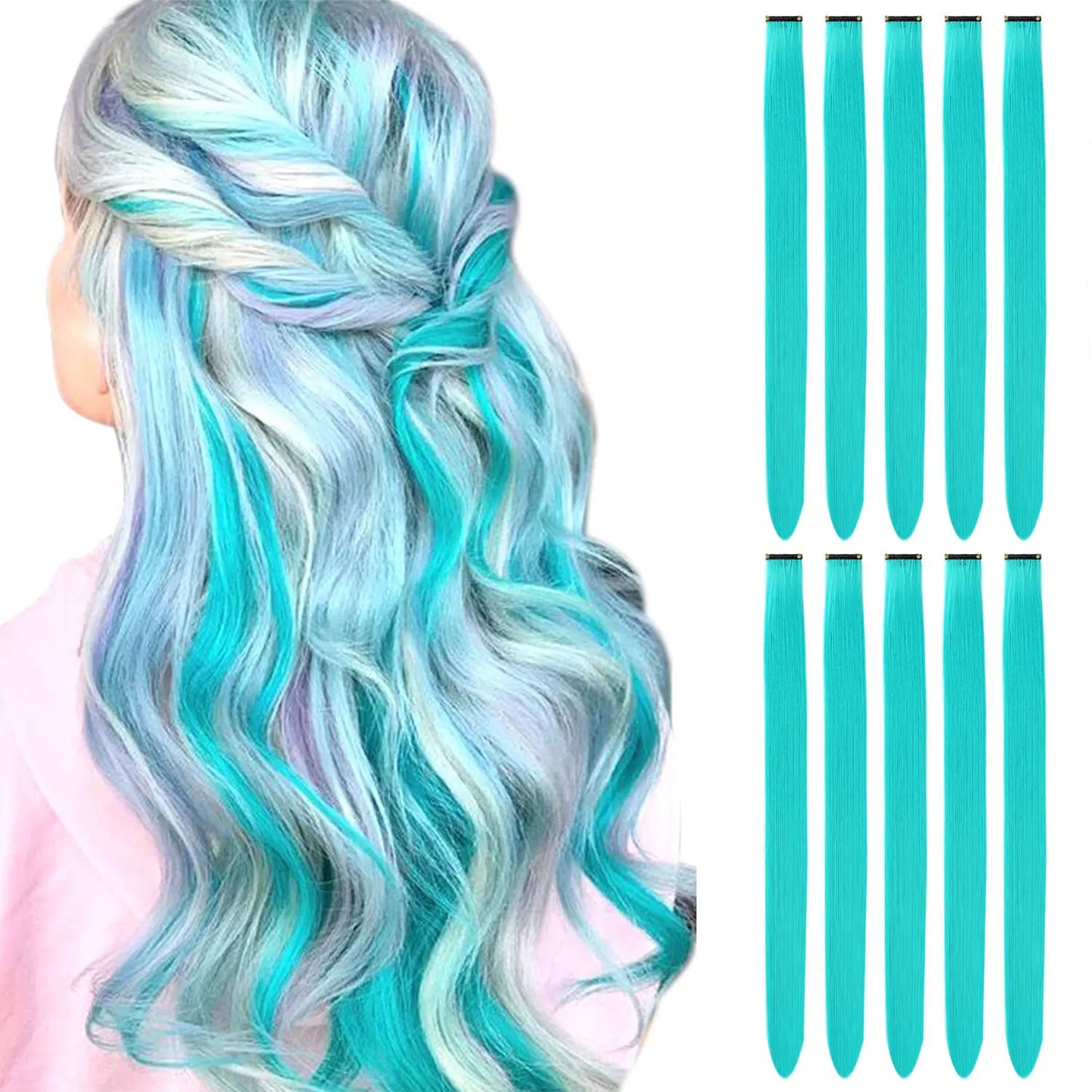 Colorful Synthetic Extensions 10 Pcs for Kids Girls