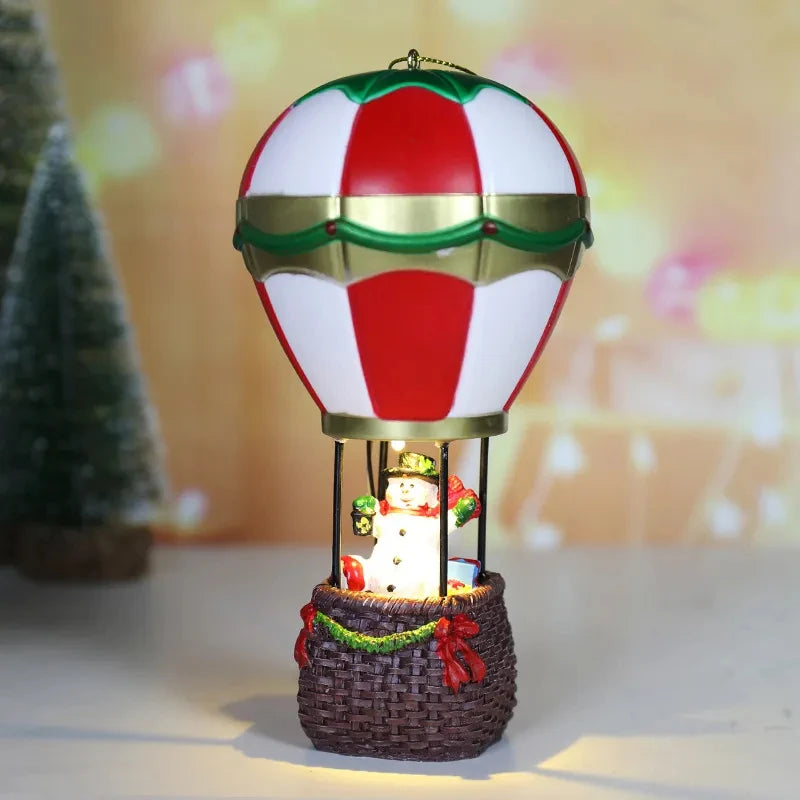 Snowman and Santa Claus Hot Air Balloon with LED Lights